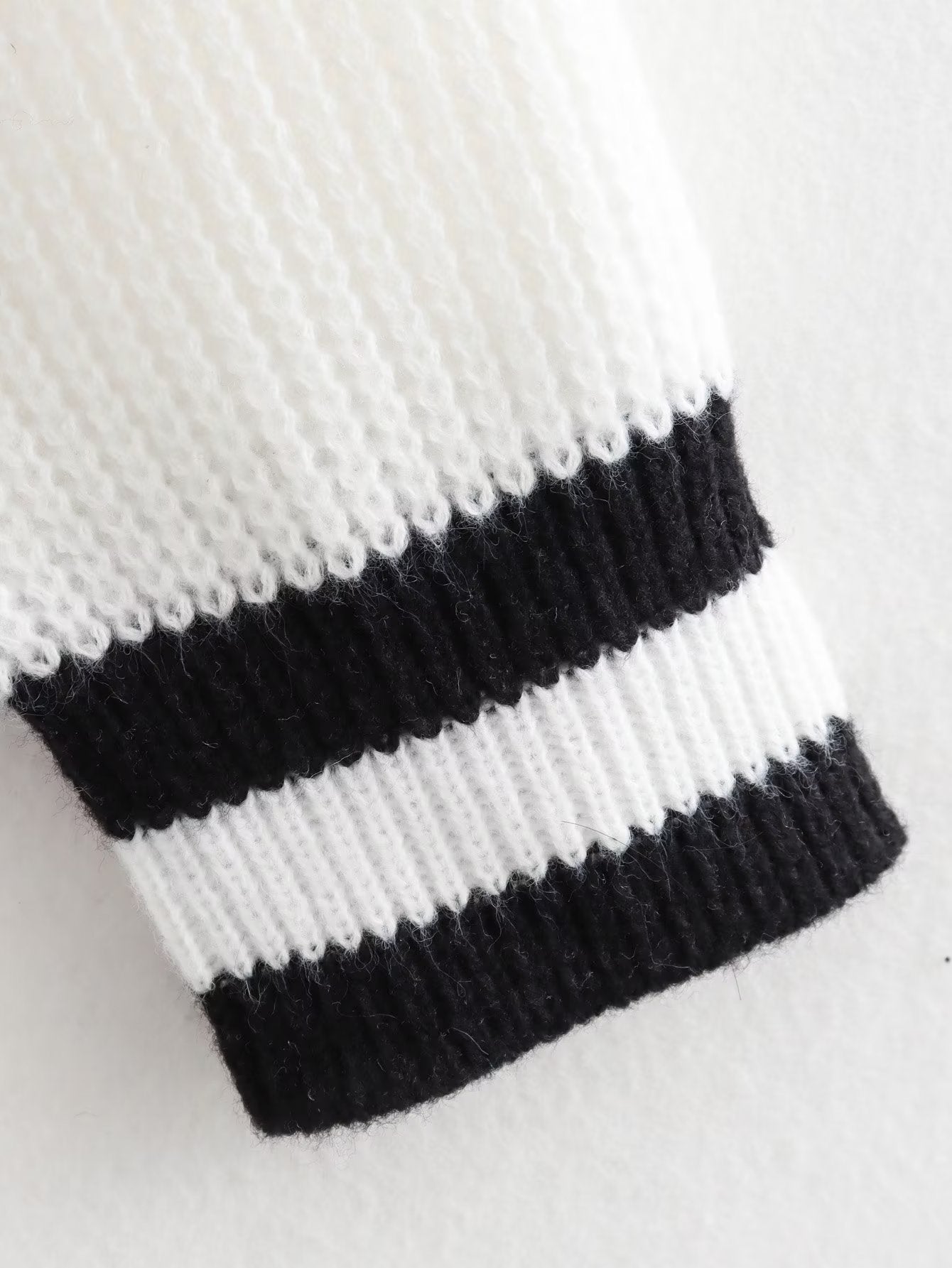 Pre Order:  Black Stripes Accent Loose White Sweater