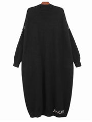 Pre Order:  Black Topstitched Loose Long Knit Cardigan
