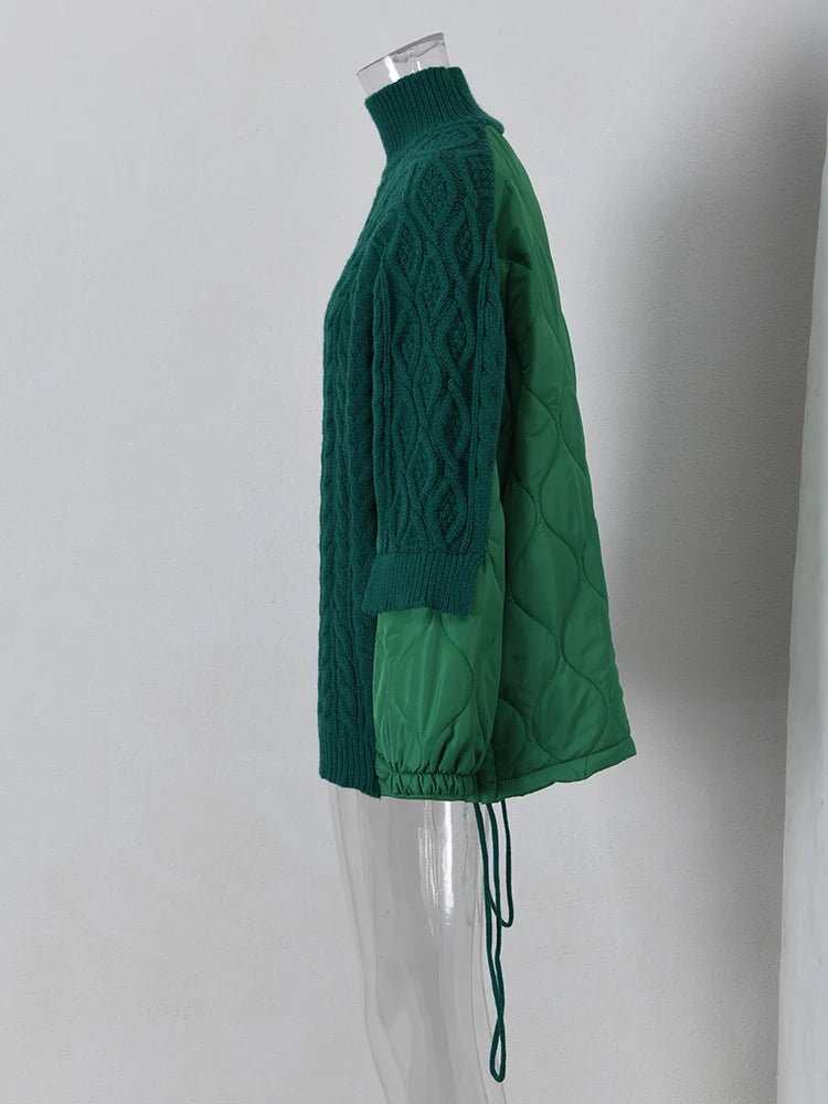 Pre Order:  Blended Knit Quilted Turtleneck Sweater