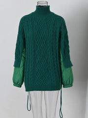 Pre Order:  Blended Knit Quilted Turtleneck Sweater