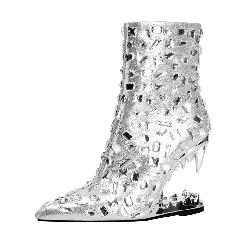 Pre Order:  Bling Fanged Heels Short Boots