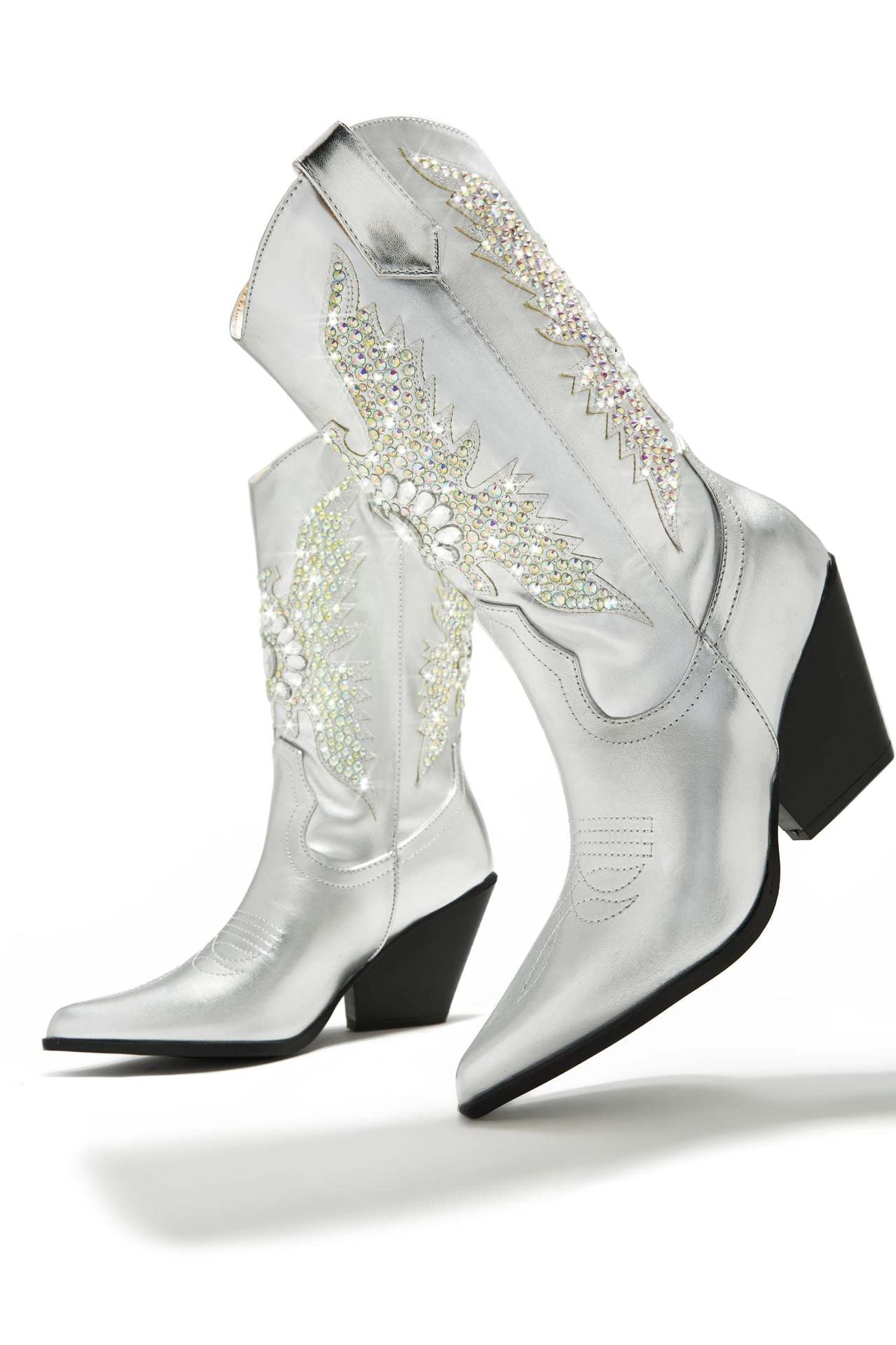 Pre Order:  Bling Studded Wedge Boots