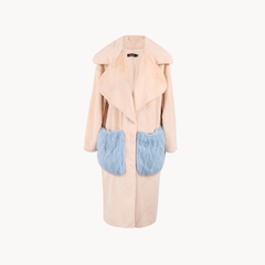 Pre Order:  Blue Pocket Faux Fur Coat