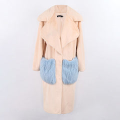 Pre Order:  Blue Pocket Faux Fur Coat