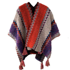 Pre Order:  Braided Fringed Knit Shawl Coat