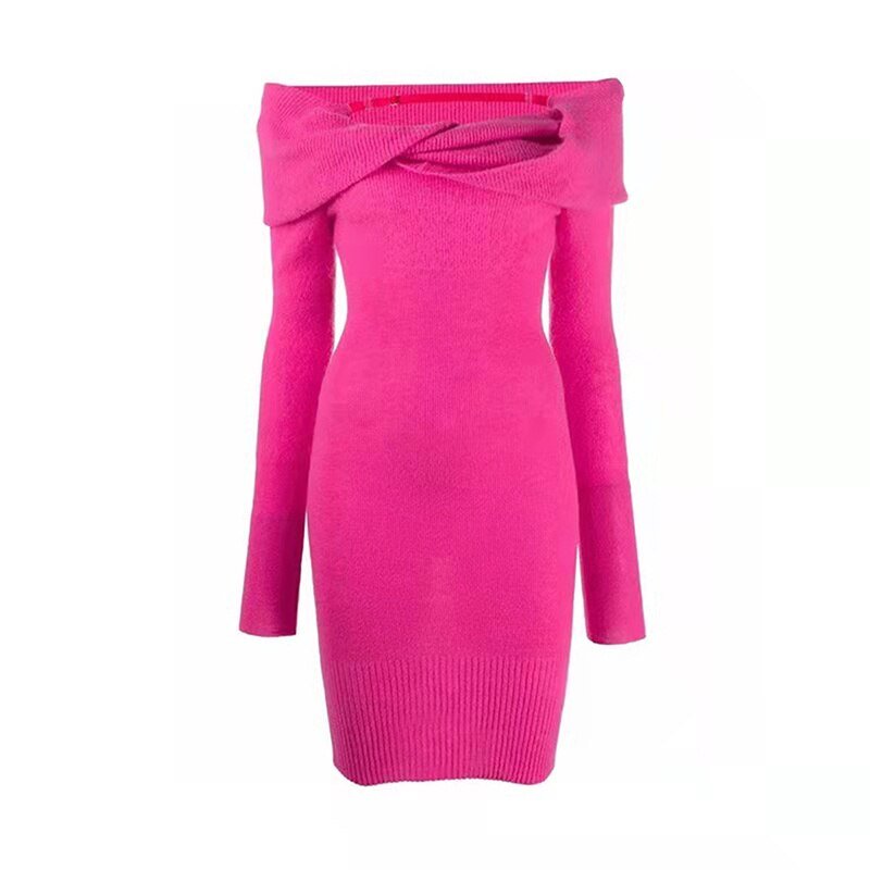 Pre Order:  Bright Off Shoulder Knit Dress