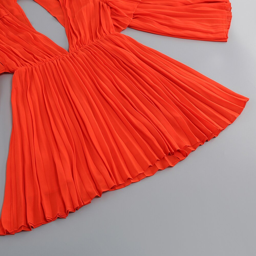 Pre Order:  Bright Orange Pleated Dress - @phenomenalkat