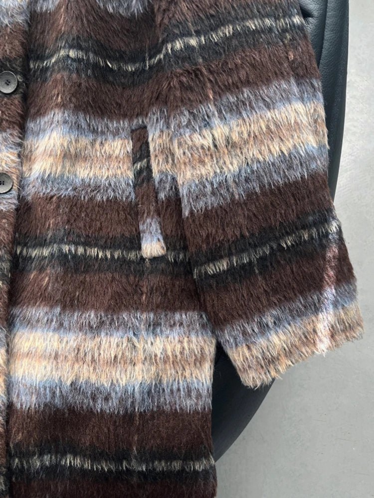 Brown Plaid Single-Breasted Coat