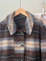 Brown Plaid Single-Breasted Coat