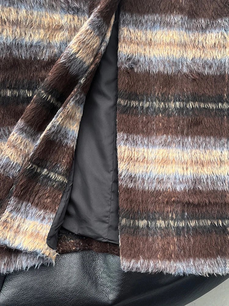 Brown Plaid Single-Breasted Coat