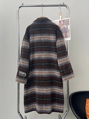 Brown Plaid Single-Breasted Coat