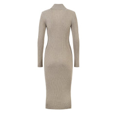 Button Down Mid-Calf Knitted Dress