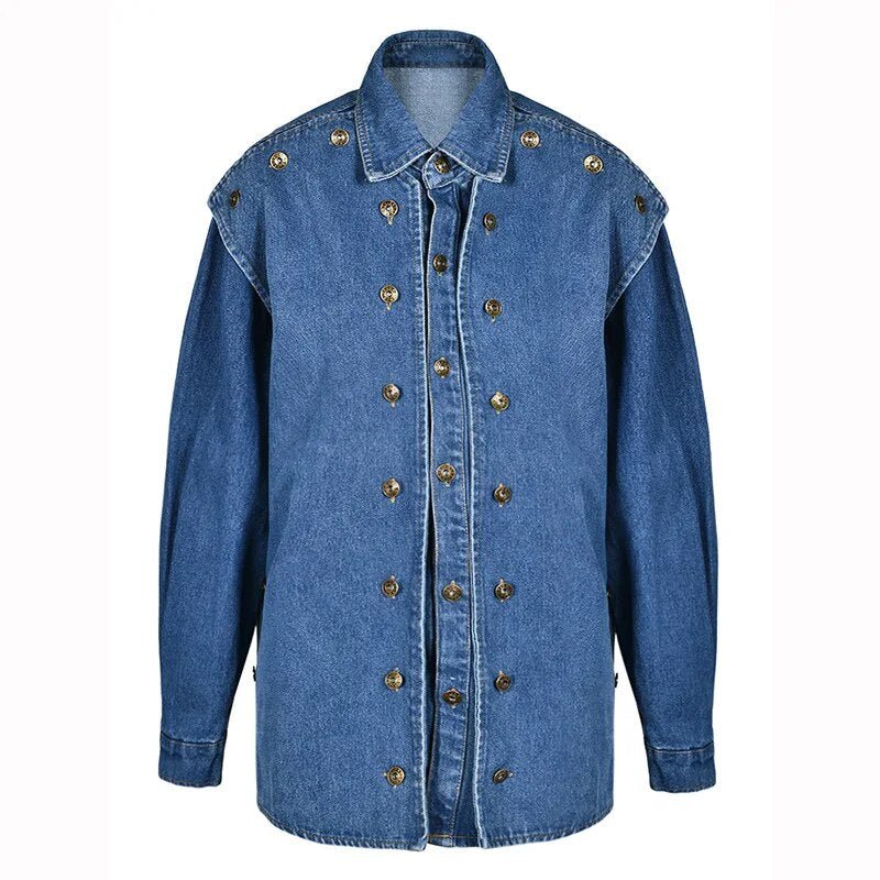 Button Rows Washed Denim Jacket