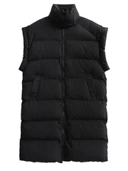 Buttoned Collar Pockets Padded Vest