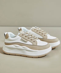 Casual White Splicing Lace Up Platform High Wedge Heels Shoes