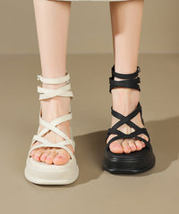 New Beige High Top Strap Roman Sandals Peep Toe