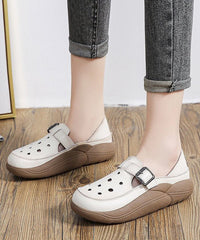 Green Cowhide Leather New Hollow Out Flat Shoes