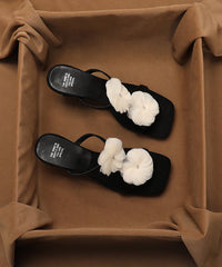 Summer New Beige Flower Wedge Heel Open Toe Slippers
