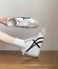 Beautiful Splicing Wedge High Wedge Heels Shoes Pink Faux Leather