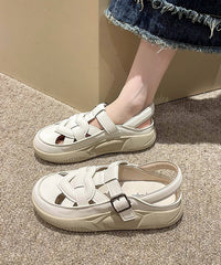 Casual Red Hollow Out Platform Flat Sandals Splicing