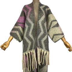 Chic Gradient Print Tassel Maxi Cardigan - WINI