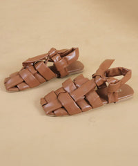 Chic Brown Hollow Out Comfy Splicing Walking Sandals