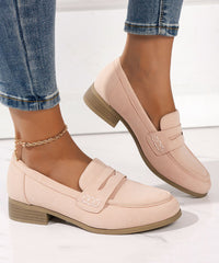 Pink Suede Solid Cozy Flat Shoes For Women Loafer Shoes