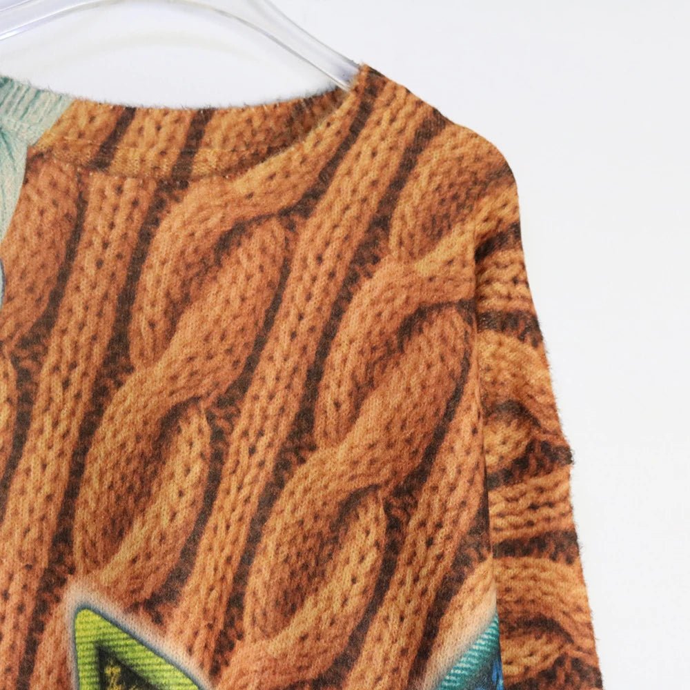 Cable Knit Print Loose Sweater