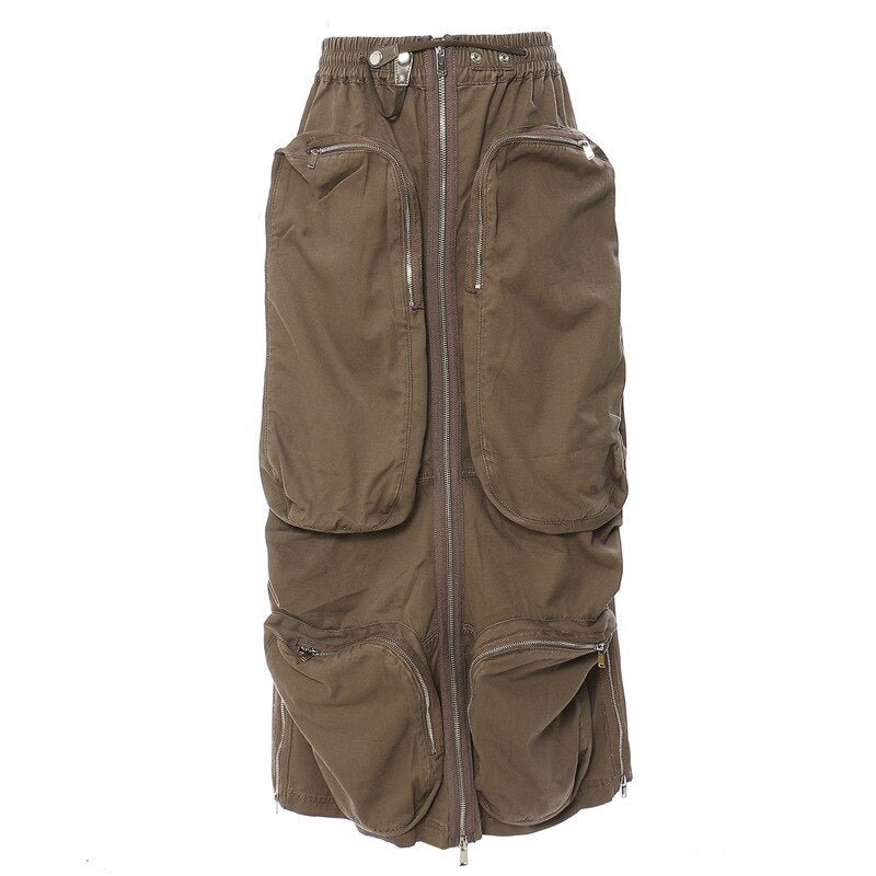 Oversized Front Pockets Cargo Skirt - @mocha-leila03