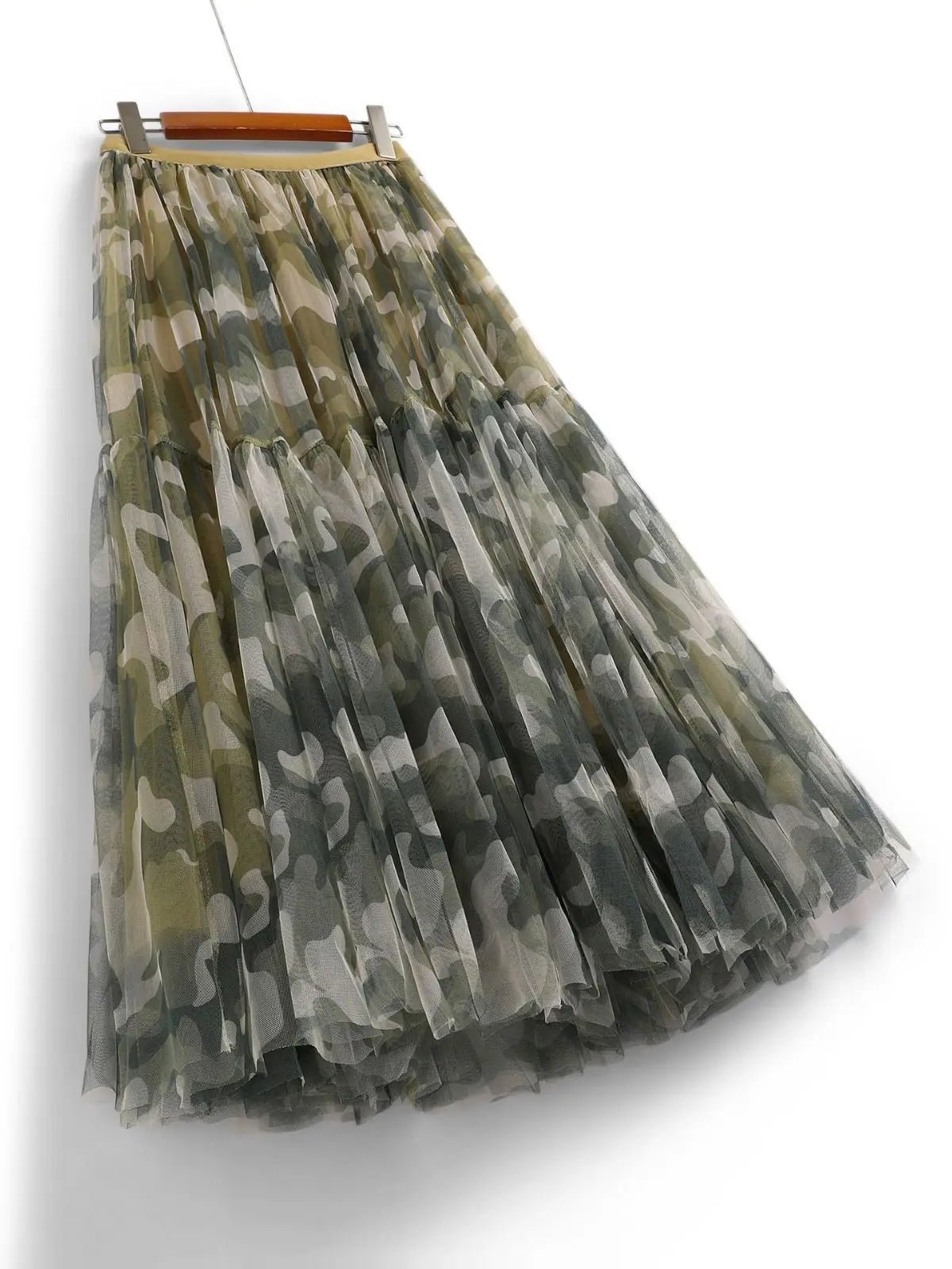 Camouflage Stretch Waist Mesh Skirt