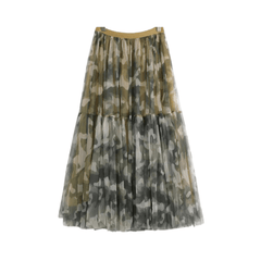 Camouflage Stretch Waist Mesh Skirt