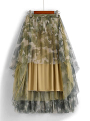 Camouflage Stretch Waist Mesh Skirt