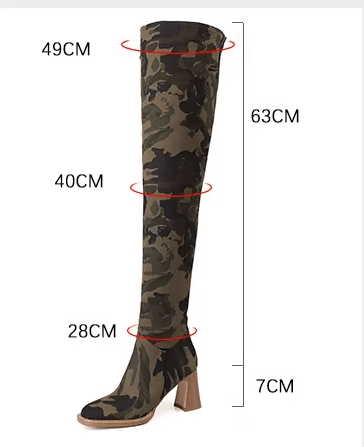 Camouflage Thigh High Boots