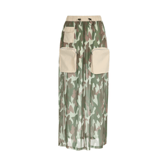 Camouflage Waist Pockets Mesh Skirt