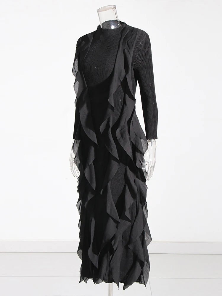 Cascading Ruffles Long Sleeves Dress