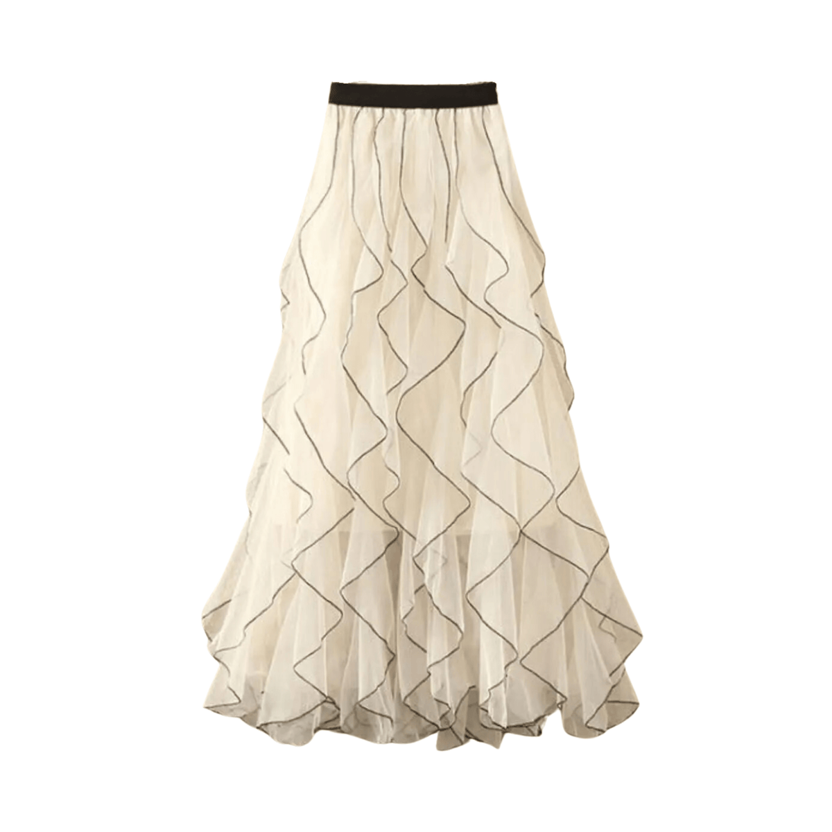 Cascading Ruffles Midi Tulle Skirt