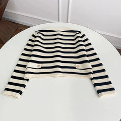 Casual Striped  Knit Cardigan