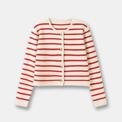 Casual Striped  Knit Cardigan