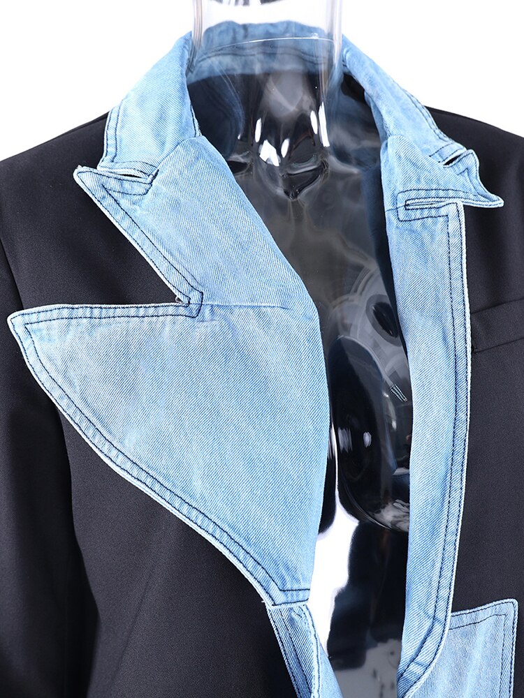 Double Layered Denim Cotton Blazer