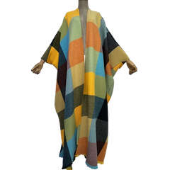 Colorful Plaid Knitted Maxi Cardigan - WINI