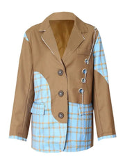 Chain Link-Up Spliced Plaid Blazer