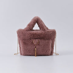 Chain Strap Plush Faux Fur Handbag