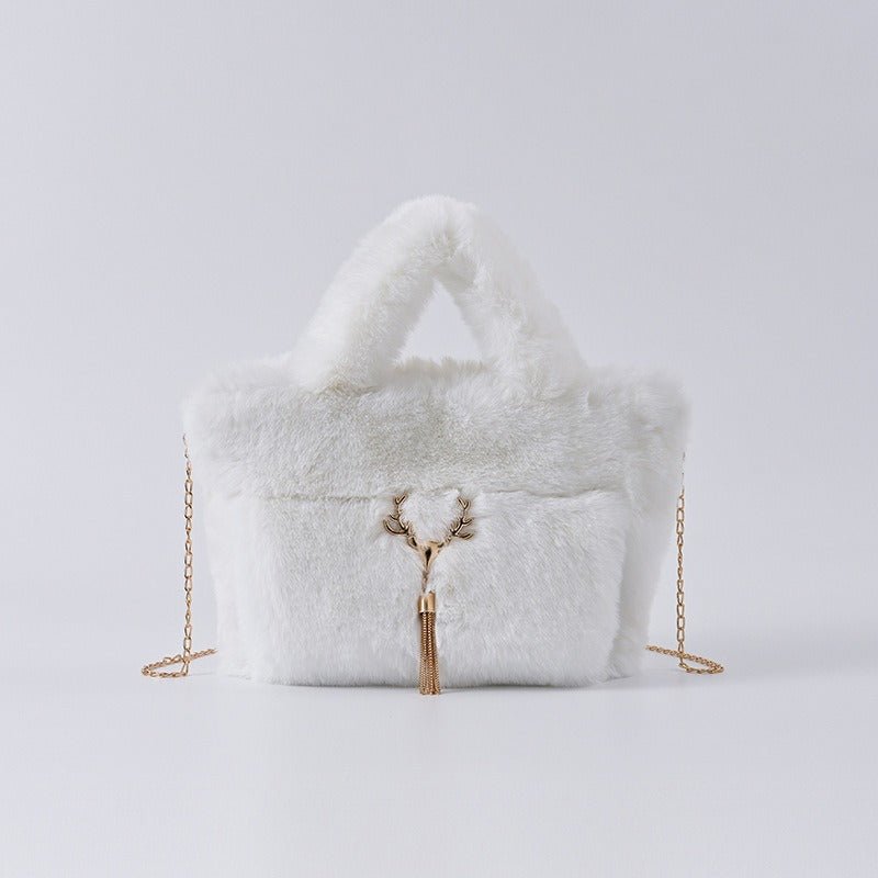 Chain Strap Plush Faux Fur Handbag