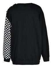 Checker Print Contrast B&W Sweatshirt