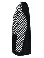 Checker Print Contrast B&W Sweatshirt