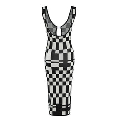 Checkerboard Sleeveless Knit Dress