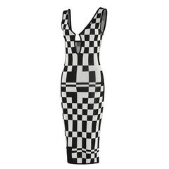 Checkerboard Sleeveless Knit Dress