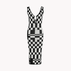 Checkerboard Sleeveless Knit Dress