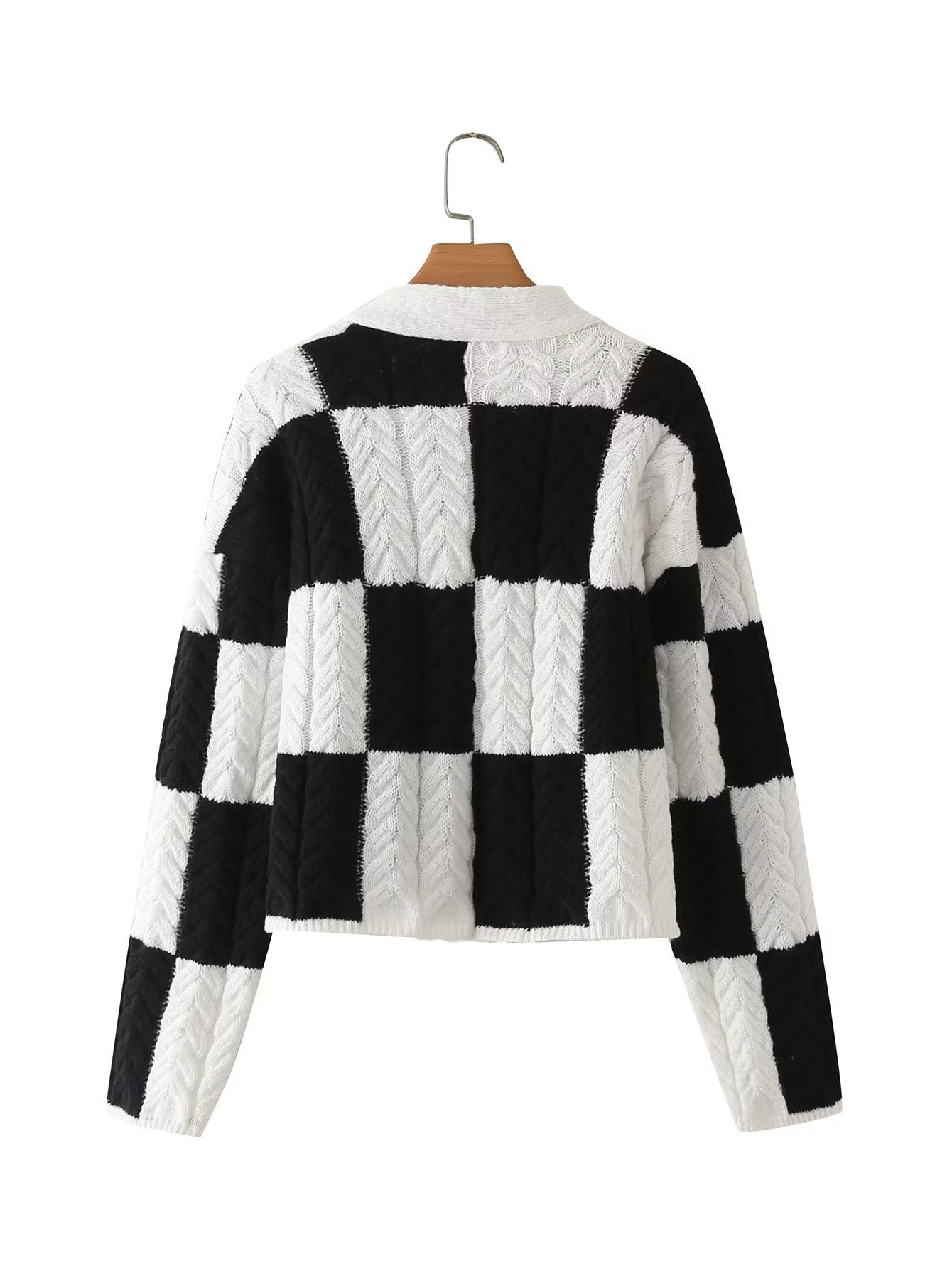 Checkered Knit Crop Jacket