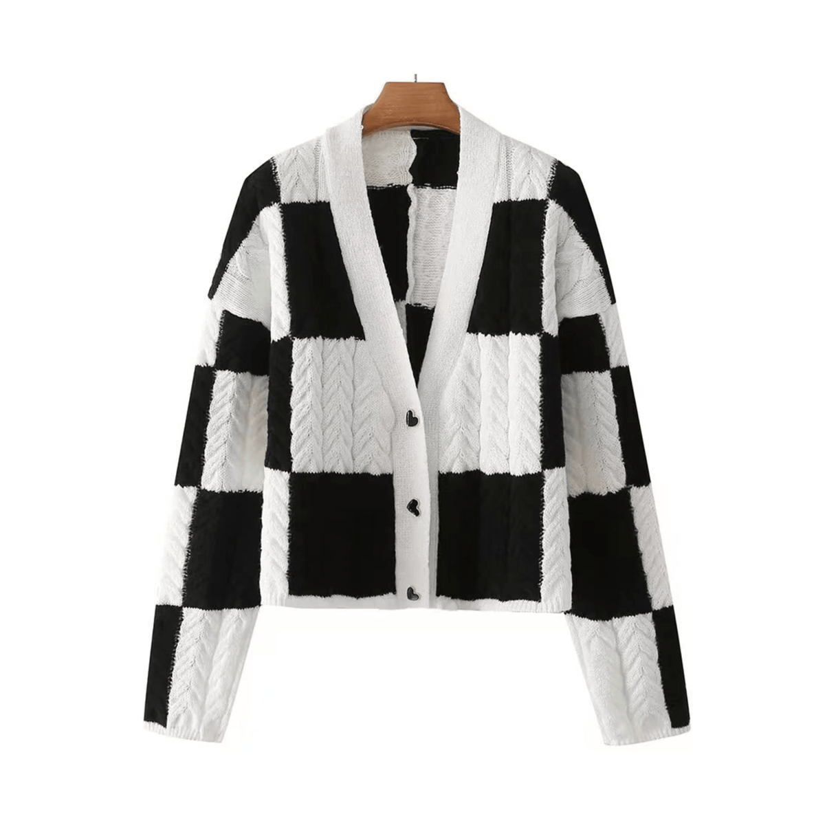 Checkered Knit Crop Jacket